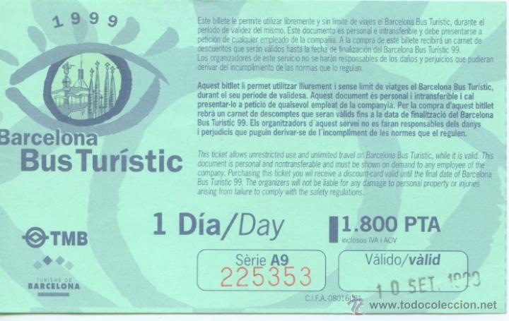 Colecionismos Bilhetes de Transporte: (F27//4) BILLETE DEL BUS TURISTIC DE BARCELONA / UN DIA / A&Ntilde;O 1999