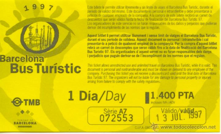 Colecionismos Bilhetes de Transporte: (F27//4) BILLETE DEL BUS TURISTIC DE BARCELONA / UN DIA / A&Ntilde;O 1997