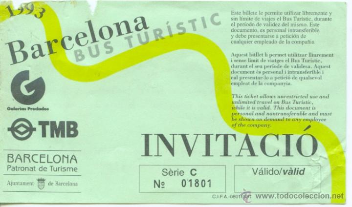 Colecionismos Bilhetes de Transporte: (F27//4) BILLETE DEL BUS TURISTIC DE BARCELONA / UN DIA / A&Ntilde;O 1993 INVITACION