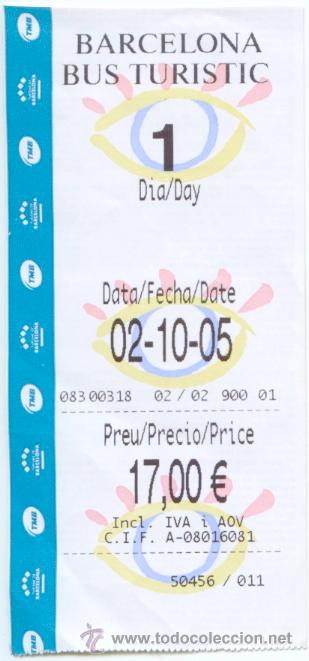 Colecionismos Bilhetes de Transporte: BILLETE DEL BUS TURISTIC DE BARCELONA / 1 DIA / A&Ntilde;O 2005 / PAPEL TERMICO