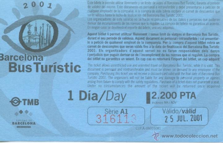Collectionnisme Billets de transport: (F27//4) BILLETE DEL BUS TURISTIC DE BARCELONA / UN DIA/ A&Ntilde;O 2001