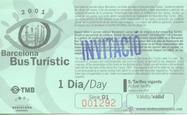 Sammeln von Fahrkarten: (F27//4) BILLETE DEL BUS TURISTIC DE BARCELONA / UN DIA/ A&Ntilde;O 2001/ INVITACION