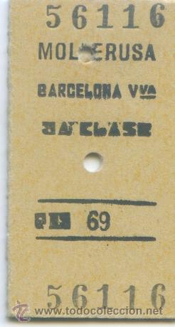 Collectionnisme Billets de transport: BILLETE EDMONDSON DE MOLLERUSA A BARCELONA / 1963