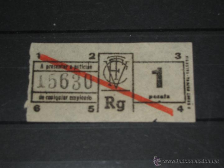 Coleccionismo Billetes de transporte: BILLETE DE UNA PESETA DE TRANVIAS DE VALENCIA