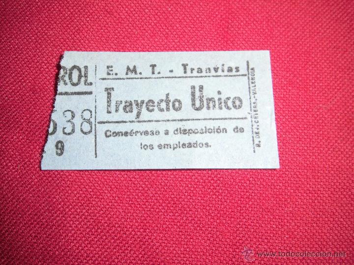 Coleccionismo billetes de transporte: BILLETE DE LA  EMPRESA MUNICIPAL DE TRANVIAS TRAYECTO UNICO  VALENCIA?