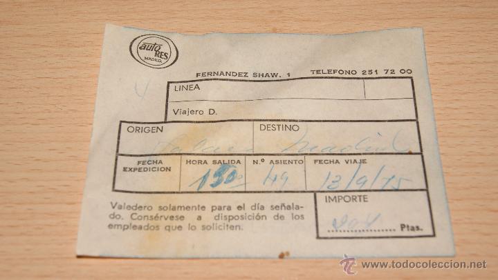 BILLETE DE AUTOBÚS AUTO RES DE 1975 (Coleccionismo - Billetes de Transporte)
