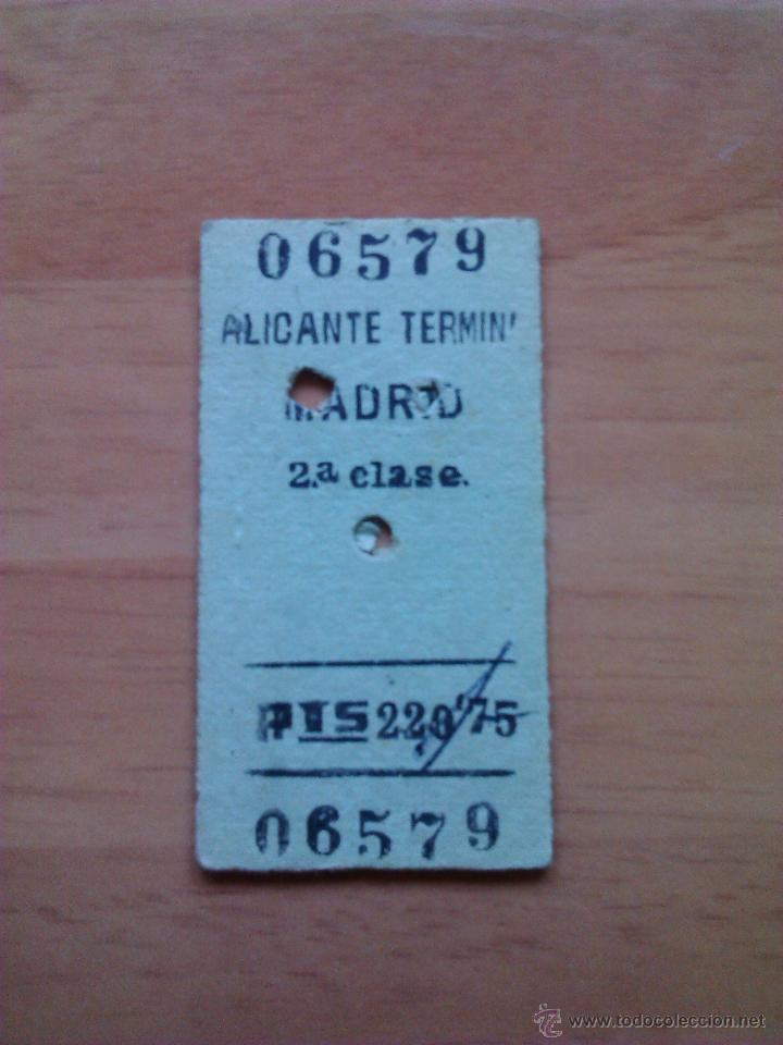 Colecionismos Bilhetes de Transporte: Billete Renfe \ Alicante T&eacute;rmino - Madrid Atocha \ 2&ordf; clase (1958)