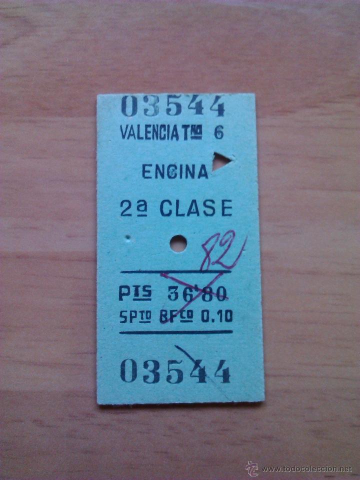 Colecionismos Bilhetes de Transporte: Billete Renfe \ Valencia T&eacute;rmino - La Encina \ 2&ordf; clase (1968)