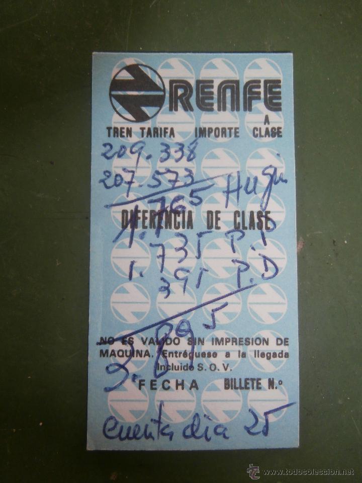Colecionismos Bilhetes de Transporte: Billete Hugin \ Tarifa Diferencia de clase \ Utilizado como billete de control M&aacute;quina Hugin (1992)