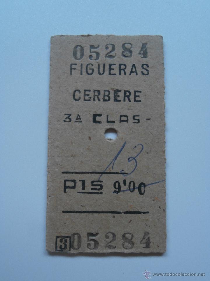 Colecionismos Bilhetes de Transporte: Billete tren \ Figueras - Cerbere \ 3 clase - Renfe \ 1960
