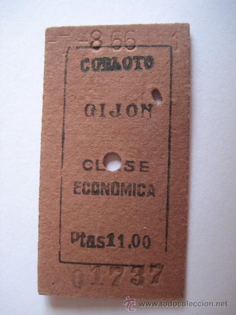 Coleccionismo Billetes de transporte: BILLETE DE TREN. COLLOTO-GIJ&Oacute;N. 1966. .