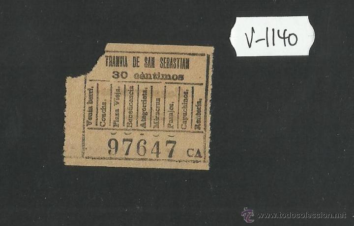Sammeln von Fahrkarten: BILLETE TRANVIA SAN SEBASTIAN - MUY ANTIGUO - (V-1140)