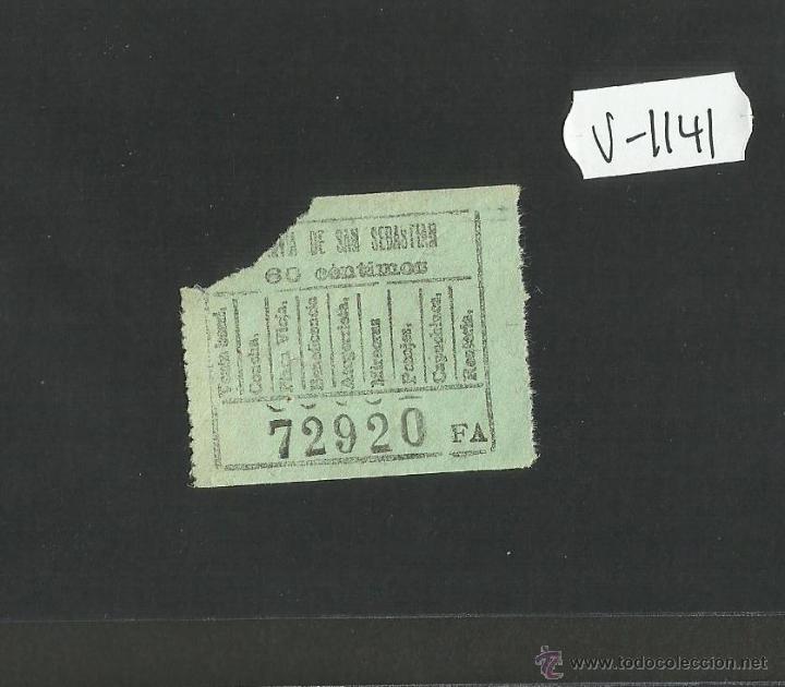 Sammeln von Fahrkarten: BILLETE TRANVIA SAN SEBASTIAN - MUY ANTIGUO - (V-1141)