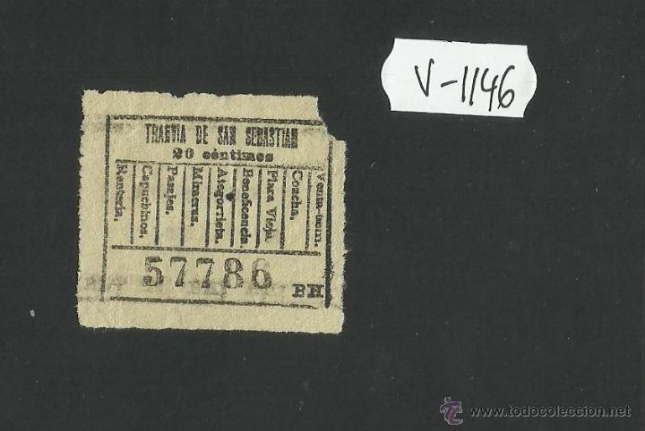 Sammeln von Fahrkarten: BILLETE TRANVIA SAN SEBASTIAN - MUY ANTIGUO - (V-1146)