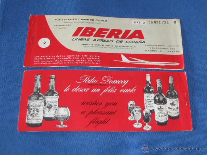 Coleccionismo Billetes de transporte: BILLETE AVION IBERIA 1972 - MADRID - PALMA - MADRID - REVERSO PUBLICIDAD PEDRO DOMECQ