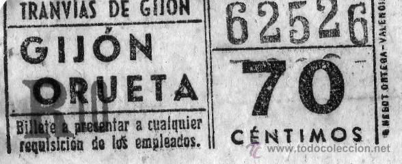 Coleccionismo Billetes de transporte: BILLETE ANTIGUO TRANVIA DE GIJ&Oacute;N-A&Ntilde;OS 50
