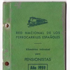 Coleccionismo Billetes de transporte: RED NACIONAL DE LOS FERROCARRILES ESPAÑOLES - KILOMETRICO INDIVIDUAL 2ª CLASE - 5000 KM.- AÑO 1959. Lote 47003245