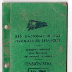 Coleccionismo Billetes de transporte: RED NACIONAL DE LOS FERROCARRILES ESPAÑOLES - KILOMETRICO INDIVIDUAL 2ª CLASE - 5000 KM.- AÑO 1965. Lote 47003559