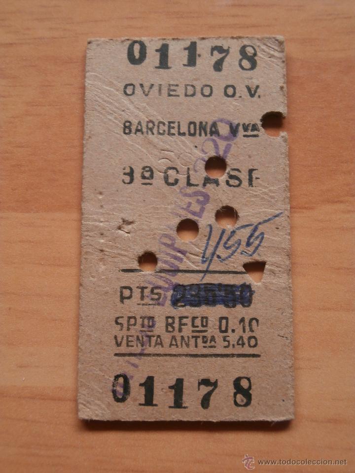 Colecionismos Bilhetes de Transporte: BILLETE RENFE \ OVIEDO - BARCELONA VILANOVA \ 3&ordf; CLASE + SUPLEMENTO BENEFICO \ 1961