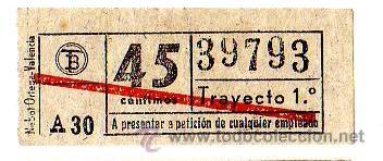 Collectables Transport Tickets: BILLETE TRANV&Iacute;A DE BARCELONA \ 45 CTS \ TRAYECTO 1 \ BANDA ROJA \ CAPICUA