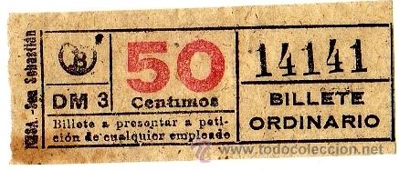 Collectables Transport Tickets: BILLETE TRANV&Iacute;A DE BARCELONA \ 50 CTS \ BILLETE ORDINARIO \ CAPICUA