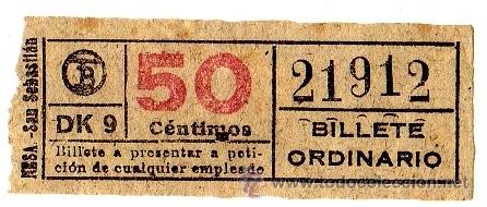 Coleccionismo Billetes de transporte: BILLETE TRANV&Iacute;A DE BARCELONA \ 50 CTS \ BILLETE ORDINARIO \ CAPICUA