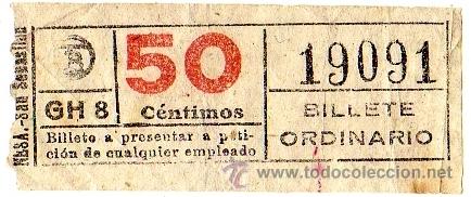 Coleccionismo Billetes de transporte: BILLETE TRANV&Iacute;A DE BARCELONA \ 50 CTS \ BILLETE ORDINARIO \ CAPICUA