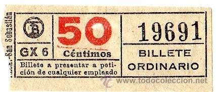 Collectables Transport Tickets: BILLETE TRANV&Iacute;A DE BARCELONA \ 50 CTS \ BILLETE ORDINARIO \ CAPICUA