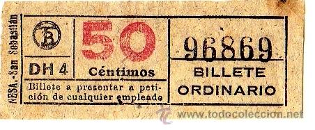 Collectables Transport Tickets: BILLETE TRANV&Iacute;A DE BARCELONA \ 50 CTS \ BILLETE ORDINARIO \ CAPICUA