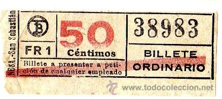 Collectables Transport Tickets: BILLETE TRANV&Iacute;A DE BARCELONA \ 50 CTS \ BILLETE ORDINARIO \ BANDA ROJA \ CAPICUA