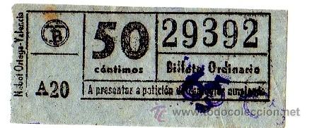 Collectables Transport Tickets: BILLETE TRANV&Iacute;A DE BARCELONA \ 50 CTS (RESELLO 65 CTS) \ BILLETE ORDINARIO \ CAPICUA