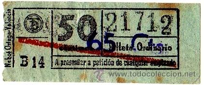 Collectables Transport Tickets: BILLETE TRANV&Iacute;A DE BARCELONA \ 50 CTS (RESELLO 65 CTS) \ BILLETE ORDINARIO \ BANDA ROJA \ CAPICUA