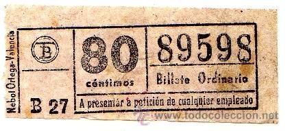 Collectables Transport Tickets: BILLETE TRANV&Iacute;A DE BARCELONA \ 80 CTS \ BILLETE ORDINARIO \ CAPICUA