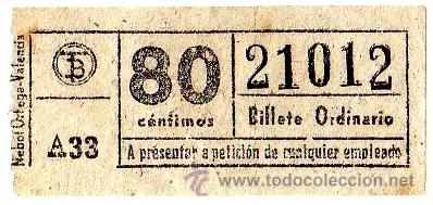 Collectables Transport Tickets: BILLETE TRANV&Iacute;A DE BARCELONA \ 80 CTS \ BILLETE ORDINARIO \ CAPICUA