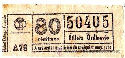 Collectables Transport Tickets: BILLETE TRANV&Iacute;A DE BARCELONA \ 80 CTS \ BILLETE ORDINARIO \ CAPICUA