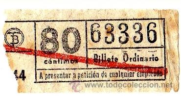 Collectables Transport Tickets: BILLETE TRANV&Iacute;A DE BARCELONA \ 80 CTS \ BILLETE ORDINARIO \ BANDA ROJA \ CAPICUA