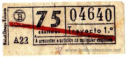 Colecionismos Bilhetes de Transporte: BILLETE TRANV&Iacute;A DE BARCELONA \ 75 CTS \ TRAYECTO 1 \ BANDA ROJA \ CAPICUA