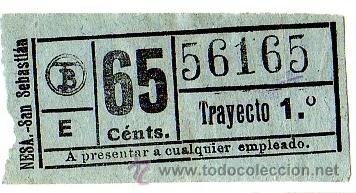 Colecionismos Bilhetes de Transporte: BILLETE TRANV&Iacute;A DE BARCELONA \ 65 CTS \ TRAYECTO 1 \ CAPICUA
