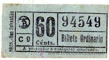 Colecionismos Bilhetes de Transporte: BILLETE TRANV&Iacute;A DE BARCELONA \ 60 CTS \ BILLETE ORDINARIO \ CAPICUA