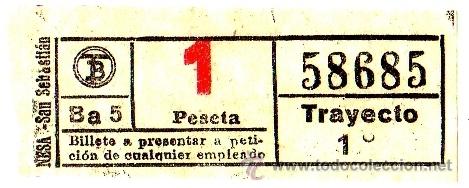 Colecionismos Bilhetes de Transporte: BILLETE TRANV&Iacute;A DE BARCELONA \ 1 PTA (ROJO) \ TRAYECTO 1 \ CAPICUA