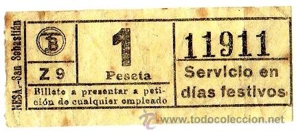 Colecionismos Bilhetes de Transporte: BILLETE TRANV&Iacute;A DE BARCELONA \ 1 PTA \ SERVICIO EN D&Iacute;AS FESTIVOS \ CAPICUA