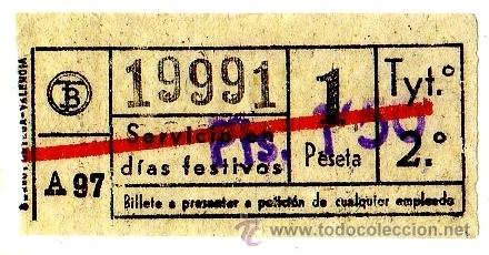 Colecionismos Bilhetes de Transporte: BILLETE TRANV&Iacute;A DE BARCELONA \ 1 PTA (RESELLO 1,50 PTAS) \ SERVICIO FESTIVO \ TRAYECTO 2 \ CAPICUA