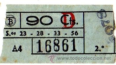 Colecionismos Bilhetes de Transporte: BILLETE TRANV&Iacute;A DE BARCELONA \ 90 CTS \ SERVICIOS 23, 28, 33, 56 \ TRAYECTO 2 \ COLOR AZUL \ CAPICUA