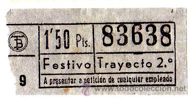 Collectables Transport Tickets: BILLETE TRANV&Iacute;A DE BARCELONA \ 1,50 PTAS \ FESTIVO \ TRAYECTO 2 \ CAPICUA