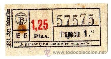 Collectables Transport Tickets: BILLETE TRANV&Iacute;A DE BARCELONA \ 1,25 PTAS (ROJO) \ TRAYECTO 1 \ CAPICUA