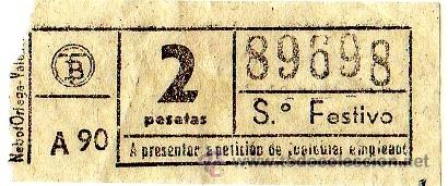 Collectables Transport Tickets: BILLETE TRANV&Iacute;A DE BARCELONA \ 2 PTAS \ SERVICIO FESTIVO \ CAPICUA