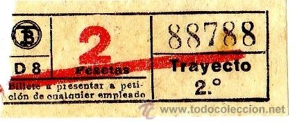 Collectables Transport Tickets: BILLETE TRANV&Iacute;A DE BARCELONA \ 2 PTAS (ROJO) \ TRAYECTO 2 \ BANDA ROJA \ CAPICUA