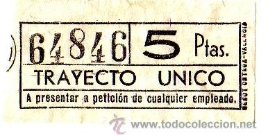 Colecionismos Bilhetes de Transporte: BILLETE TRANV&Iacute;A DE BARCELONA \ 5 PTAS \ TRAYECTO &Uacute;NICO \ CAPICUA