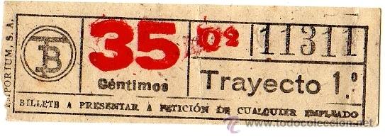 Sammeln von Fahrkarten: BILLETE TRANV&Iacute;A DE BARCELONA \ 35 CTS \ TRAYECTO 1 \ CAPICUA