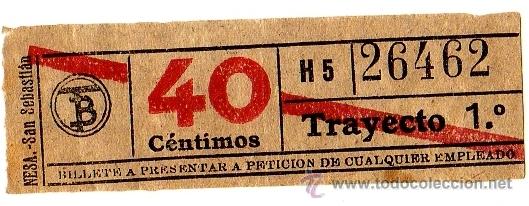 Sammeln von Fahrkarten: BILLETE TRANV&Iacute;A DE BARCELONA \ 40 CTS \ TRAYECTO 1 \ BANDA ROJA \ CAPICUA